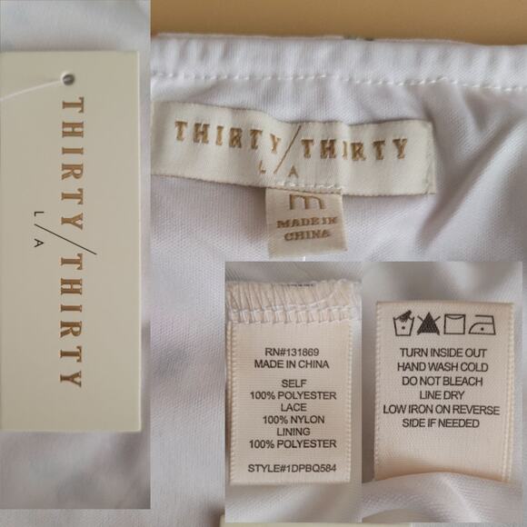 Thirty/Thirty LA White Floral‎ Lace Asymmetrical Fairy Princess Top Medium NWT - Picture 5 of 8